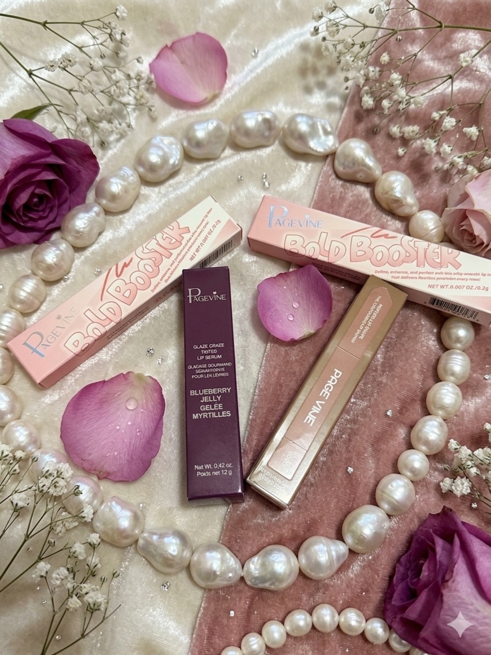 Page vine Bold Booster Lip Gloss & Blueberry Jelly Makeup Set - Pink